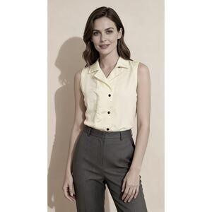 Anne Klein Women's Ivory Sleeveless Button Front Blouse